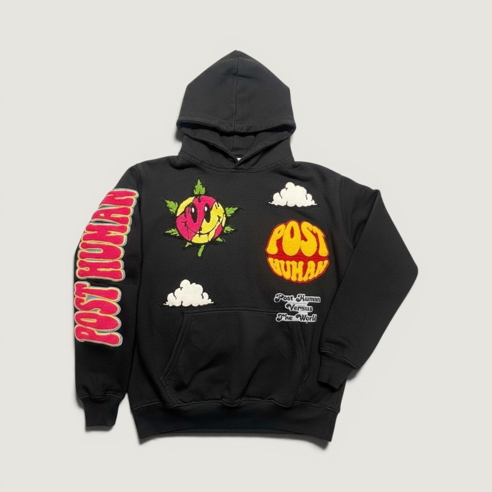 Rawyalty Raw Own The Now Post Human Hoodie Small Black Chenille Patch Streetwear